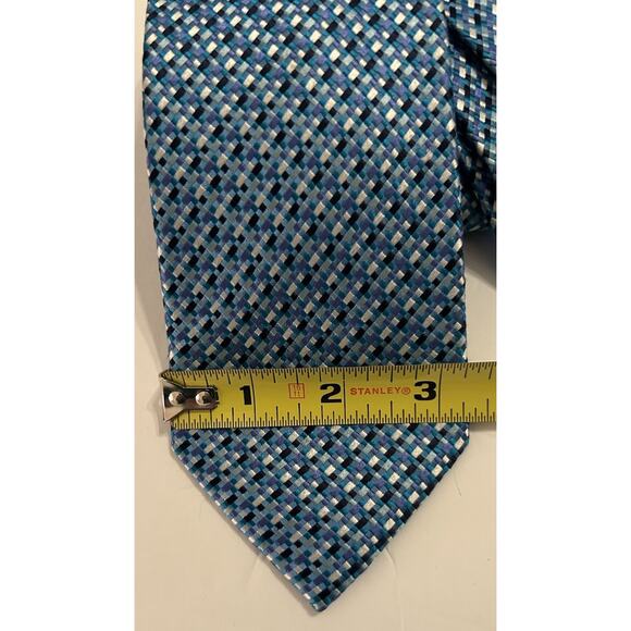 VTG. COUNTESS MARA Rich Blue White Geometric Checker Board Pattern‎ 3-1/2"x 60" - Picture 5 of 10